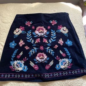 Embroidered Corduroy Mini Skirt